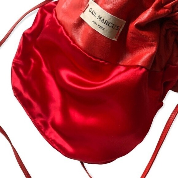 Vtg Gail Marcus NY Red Suede Pouch Bag 80s Clutch Crossbody Convertible Purse - Picture 10 of 15